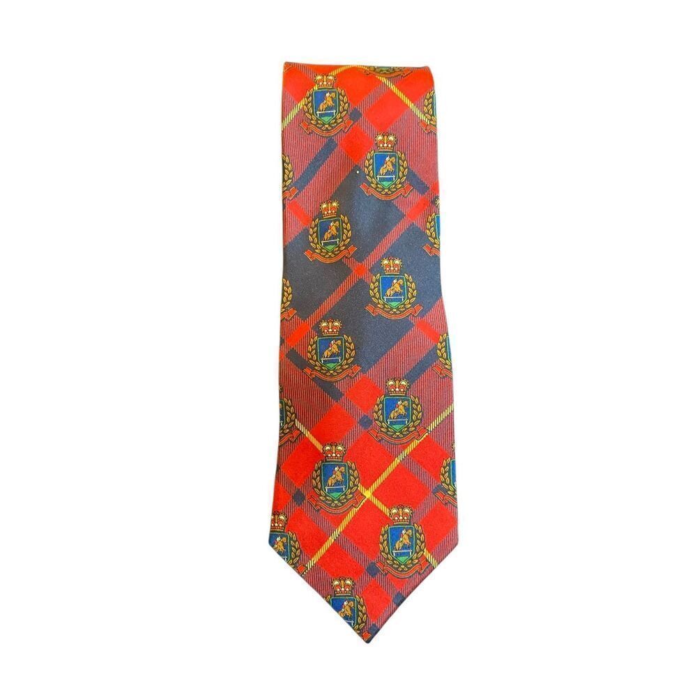 NOS Duck Head vintage men’s themed horse plaid silk tie 57